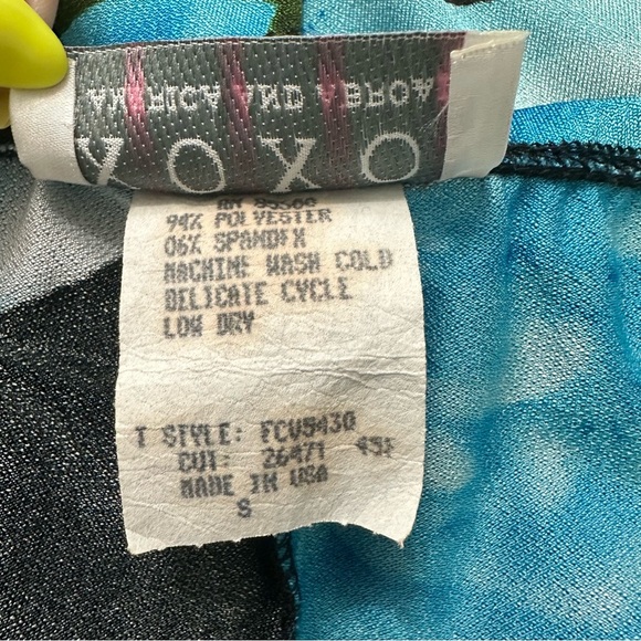 VTG XOXO Blue Black Floral 2 Piece Top & Skirt Small & Medium Retro Y2k GUC READ - Picture 3 of 9